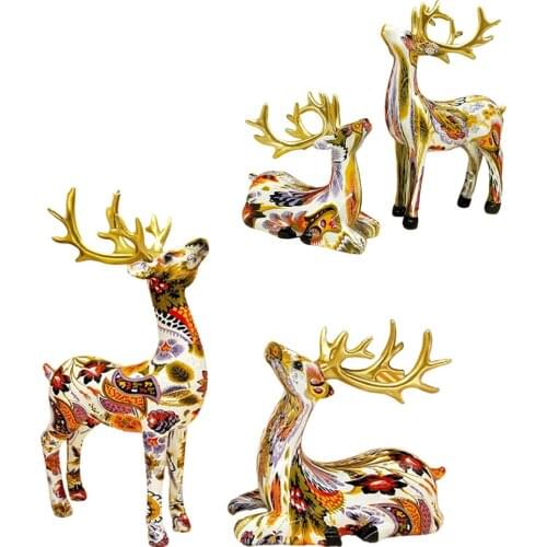Elk Sculpture Statue Decor Resin Crafts Ornaments Home Living Room Cabinet