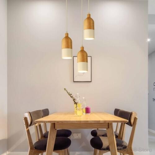 Modern Wooden Pendant Light Dining Room Living Room Bedroom Lighting Kitchen Hanging Lamps Pendant Interior Decor Light Fixtures