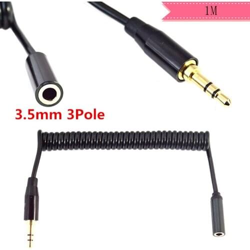 3ft 1/8" Stereo 3.5mm Female to Male F/M Audio Coiled Spiral Connect Cable Cord