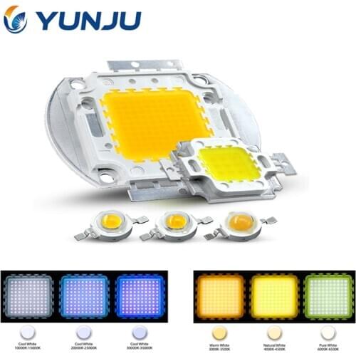 High Power LED Chip Warm Pure Cold White Lighting Beads 1W 3W 5W 10W 20W 30W 50W 100W Integrated Matrix Bulb COB Lamp