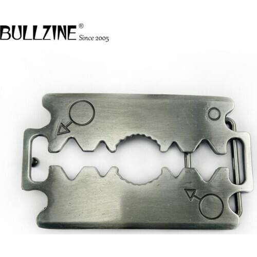 The Bullzine Fashion shaver belt buckle with pewter finish FP-02992 suitable for 4cm width belt