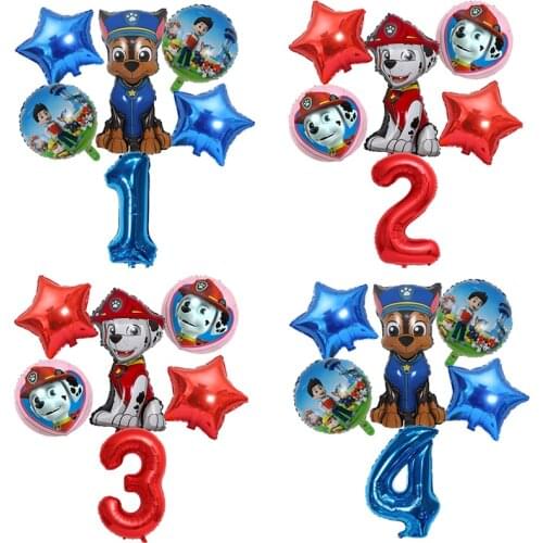 Cartoons Paw patrol Aluminum film balloon Chase Marshall Dog Number Number Balloon Childrens birthday party decoration balloons