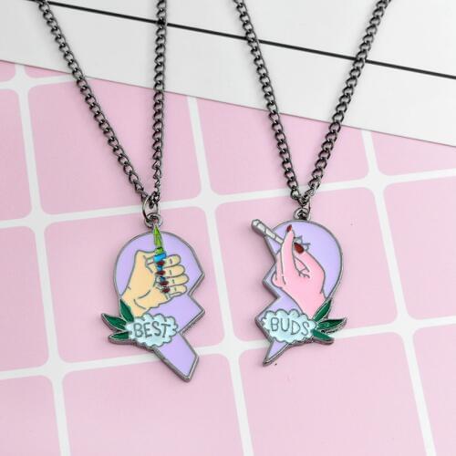 The New Jewelry Best Friend Necklace Best Cigarette & Lighter Heart Puzzle Necklace BFF Jewelry BFF Necklace