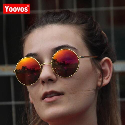 Yoovos 2021 Fashion Candy Color Sunglasses Women Round Sun Glasses Women Mirror Classic Vintage Party UV400 Oculos De Sol Gafas