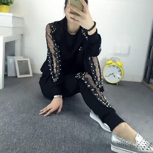 2019 O-neck Hot Sale Fashion Full Lace Xxxxl Large Size Ladies' Suit New Increase The Of Fashionable Hollow Yarn Drilling Two