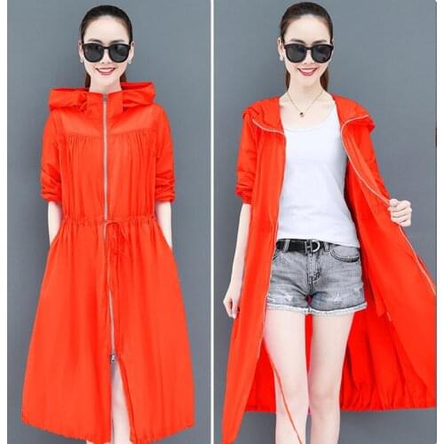 Sun Protection Clothing Womens Mid-Length 2021 Summer Super Fairy Hooded Trench Coat Anti-Ultraviolet New Female Coat L415