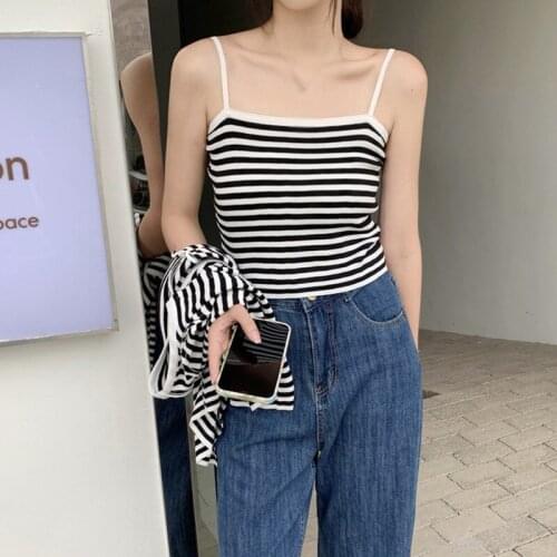 Vest Jacket Slim Short Cropped Women Thin Strap Sling Tank Top Knit Camis Cardigan Breathable Chest Pad Underwear