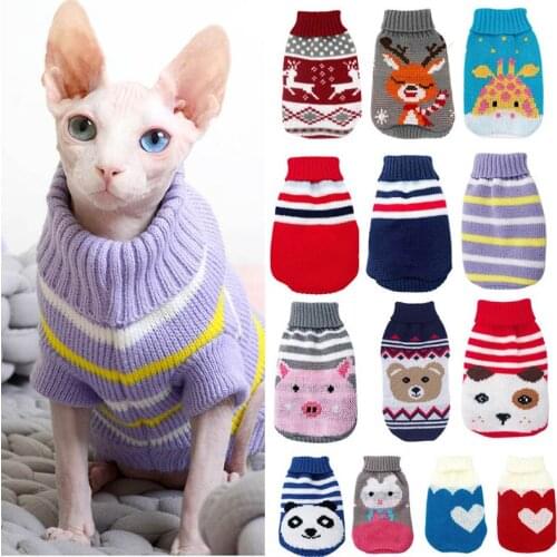 Winter Christmas Elk Dog Clothes for Small Dogs Cartoon Pattern Pet Sweater Clothing for Pitbull Dachshund Jumper Cat Costume