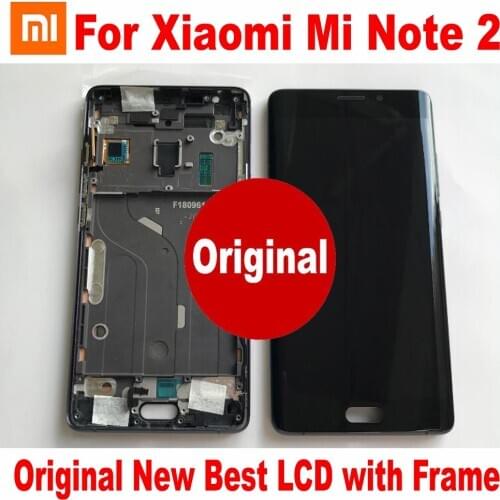 100% Original Best AMOLED LCD Display For Xiaomi Mi Note 2 Glass Sensor Touch Panel Screen Digitizer Assembly with Frame Parts