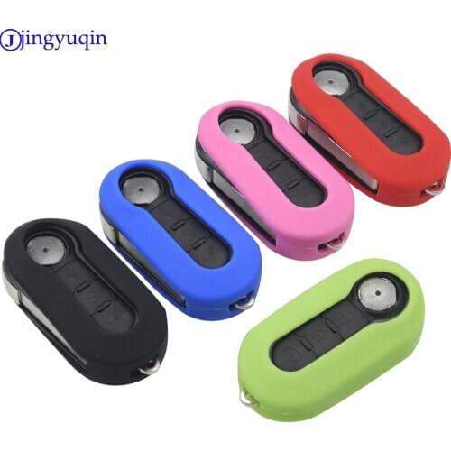 10X of New Silicone Key Case Cover For FIAT 500 500L ABARTH Panda Punto Bravo Folding Flip 2 3 Button Remote Key Fob Shell blank