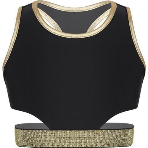 2021 Kids Girls Sport Bra Crop Top Vest Sleeveless Racer Back Stretchy Tanks Bras Ballet Dance Tops Performance Workout Costume