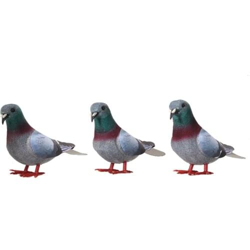 3pcs Artificial Carft Bird Pigeon Model Simulation Pigeon Feathered Birds Fake Ornaments Garden Home Decoration Color Random