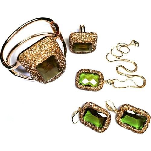 4Pcs/set Diaspore Jewelry Discolored Female Luxury Hyperbole Handmade Temperament Anniversary Gifts Geometric Accessories Set