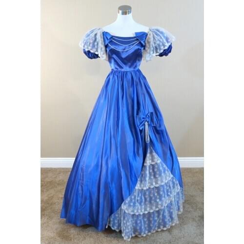 Blue Satin & Pearls Civil war costume renaissance dress satin dres