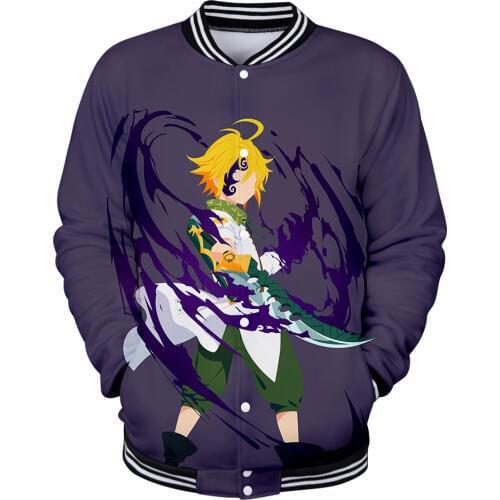 Hot sale 3D meliodas Baseball jacket men women baseball Jackets Casual meliodas Autumn boys girls Outerwear 3D Jacket clothing