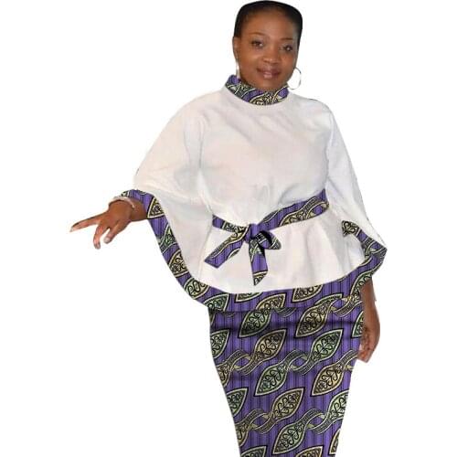 Dashiki Print Flare Sleeve Tops With Belt And Pencil Skirts African Festival Womens Outfits Customize Ankara Stylish Groom Suit