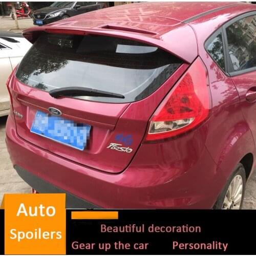 For 2009-2013 Ford Fiesta Spoiler Hatchback High Quality ABS Material Car Rear Wing Primer Color Black/white Rear Spoiler Screw