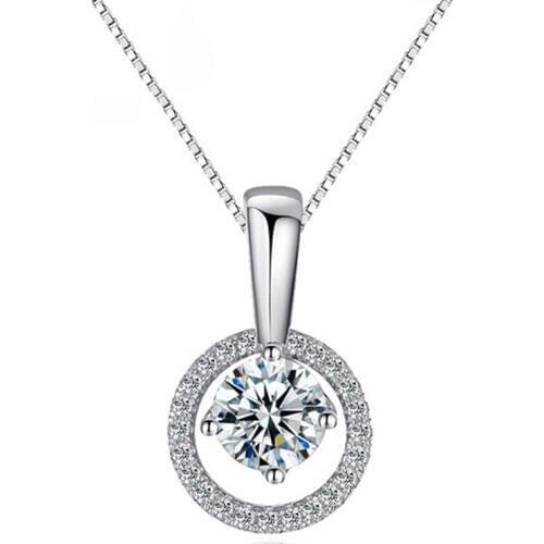 Elegant 925 Sterling Silver Box Chain Women Pendant Necklace Jewelry for Wedding Party Chokers Necklaces with CZ Zirconia
