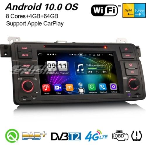 Erisin 8746 Octa-Core Android 10.0 DAB+ Navi WiFi CarPlay DVR BT OBD2 Canbus DSP GPS Car Stereo For BMW 3er E46 M3 MG ZT Rover75