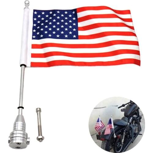 Hot sale 1PC Pole America Mount Flag USA/UK Black/Silver Motorcycle Motocross Luggage Rack Flag