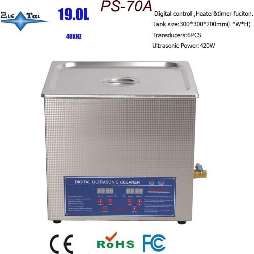 Hot sale 110V/220V Bath Cleaner PS-70A 420W 40KHz Ultrasonic Cleaner 19L Stainless Steel for Laboratory, test tube cleaning