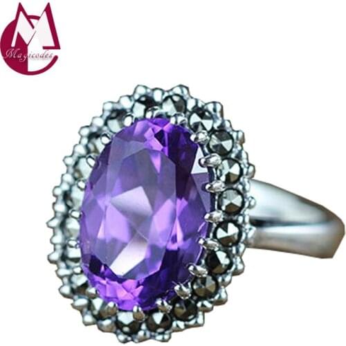 Amethyst Citrine Pomegranate Red Ring Pure 925 Sterling Silver Fashion Jewelry Women Wedding Ring 2020 Trend Luxury Designer R45