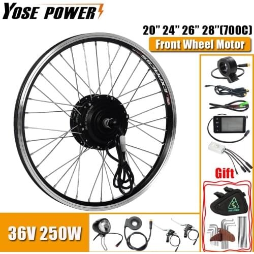 Ebike Conversion Kit 36V 250W Front Hub Motor Wheel 20'' 24'' 26'' 28'' Brushless Gear Motor Kit for Electric Bike E bike Kit