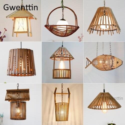Creative Bamboo Pendant Lights Country Home Art Decor Dining Room Furniture Living Room Hanging Lamps Restaurant Light Fixtures
