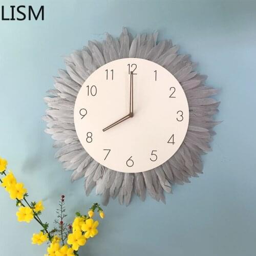 Round Wall Clock Quartz Silent Living Room Modern Design Nordic Art Wall Clock Colorful for Girls Cartoon Reloj Pared Decorativo