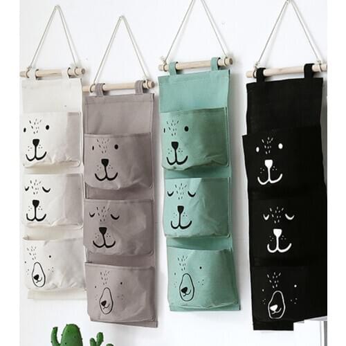Wall Hanging Bag bear 3 Pocket Hanger Bathroom Baby Hanging Bag 3 Pocket Folding Storage Bag Children Room Pouch Home Decor
