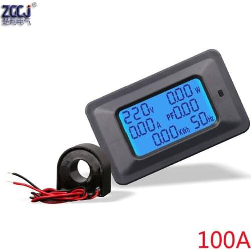 22000W 100A current voltage power factor power energy frequency LCD panel meter multifunction A,V,W,Pf,Kwh,Hz meter with CT