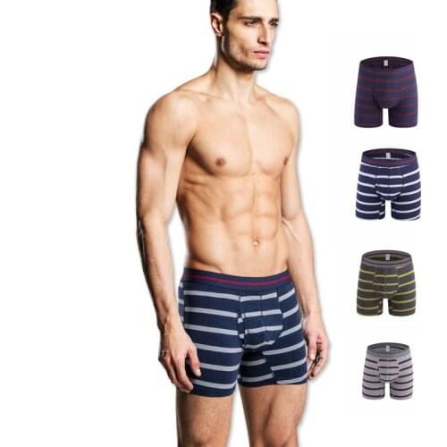 2017 fashion mens boxers Full Cotton Lycra Man Lengthen Straight Angle Underpants