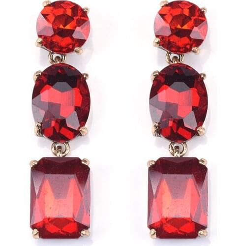 2020 za Black Clear Red Glass Crystal Long Earrings Women Fashion Simple Jewelry Statement Dangle Drop Earrings