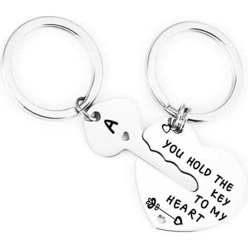 MYLONGINGCHARM Customize Interlocking Heart and Key Wedding Gift Custom Key chain Gift,Anniversary Gift Set M0329