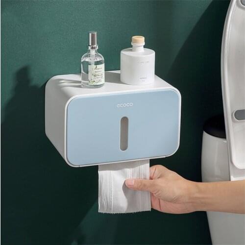 Bathroom Toilet Paper Holder Wall Mounted Tissue Box Bathroom Shelf Waterproof Roll Paper Storage Box Bathroom Accessories