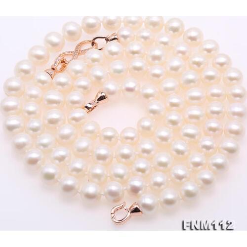 Handmade Real Pearl Jewellery,Charming Top Quality 8.5-10mm White Color Round Freshwater Pearl Necklace Long 38inches