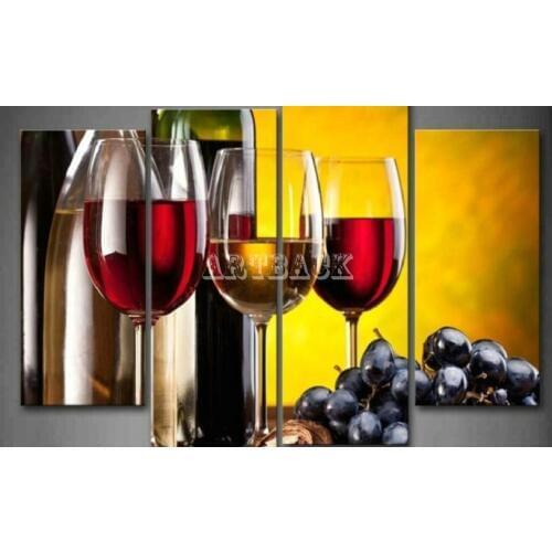 New 4pcs/set wine icon DIY diamond painting full square / round 5D diamond embroidery diamond mosaic painting crafts decoration