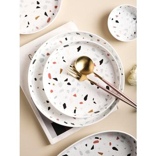 Terrazzon Dinner Plates Sets Tableware Dishes Dessert Plates Soup Bowl