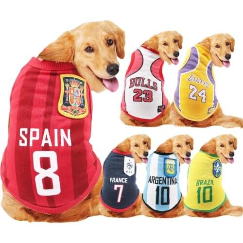 Dog Clothes, Small Medium and Large Dog Mesh Waistcoat, World Cup Soccer Uniform Basketball Wear Cat Pet Clothes dog vest