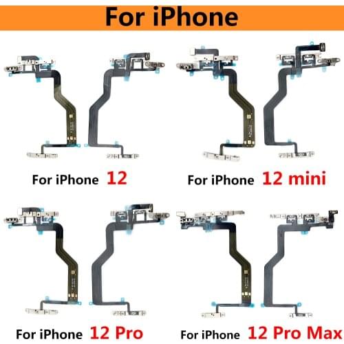 Original New Power On Off + Volume Buttons Key Switch Flex Cable With Metal Material For Iphone 11 12 Pro Max 12 mini atacado