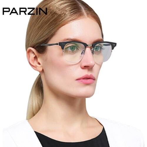 PARZIN Optical Glasses Frame Women Vintage Metal Men Myopia Eyeglasses Reading Eyewear Gafas 8080