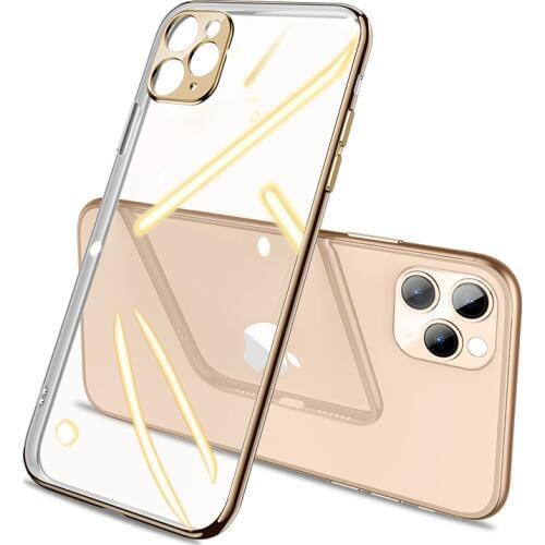Transparent TPU Case For iPhone 11 Pro Max X XR XS Max Coque Luxury Plating Silicone Cover Phone Case For iPhone 6 6S 7 8 Plus
