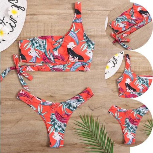 With chest pad One-shoulder swimsuit Women Diamond Decoration Bikini Set Push Up Swimsuit Beachwear Padded Swimwear stringi F4
