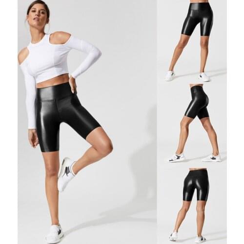 Womens Faux Leather Shorts Summer High Waist Stretch Short Pants Female Sexy Solid Black Slim Casual Push Up PU Leggings