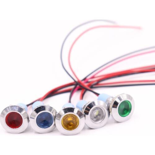 1pc 12mm Waterproof Warning LED Metal Indicator Pilot Light Signal Lamp 3V 5V 6V 12V 24V 220V Machine Car Boat Working PC Power
