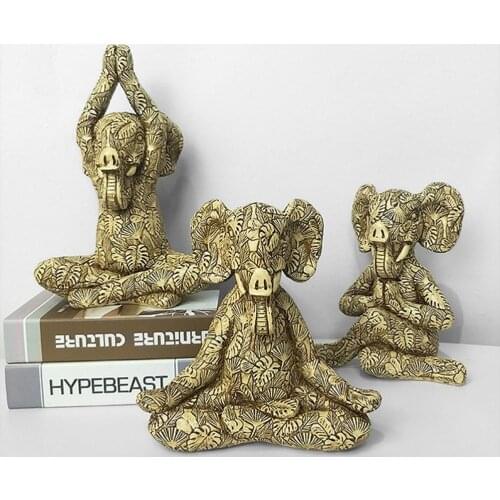 Elephant Buddha Animal Statue Yoga Pose Meditation Decor Home Animal Decoration Craft Figurine Adorable Desktop Ornaments