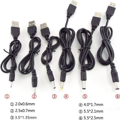 USB A Male to DC 2.0 0.6 2.5 3.5 1.35 4.0 1.7 5.5 2.1 5.5 2.5mm Power supply Plug Jack type A extension cable connector cords