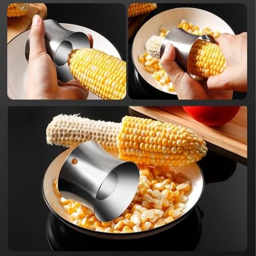 Corn Stripper Food Grade Sharp Stainless Steel Cob Stripper Fruit Vegetable Remover Tools Kitchen Accessory Comfortable Holder