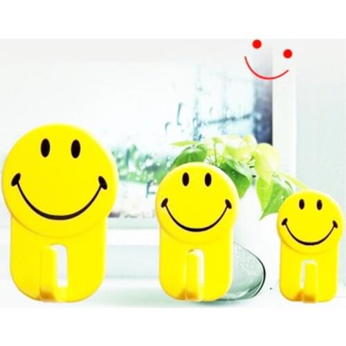 3Pcs/Set Smiley Strong Hook Anti-skid Clip Home Cartoon Smile Face Mutifunction Bathroom Kitchen Towel Hanger Practical Creative