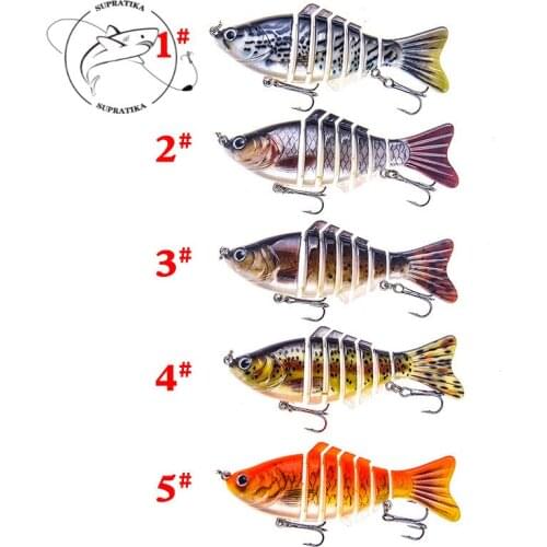 5Pcs/lot 10cm/16g Wobblers 7 Segments Lifelike Fishing Bait Lures 3D Eyes Crankbait Hard Bait With Fishing Hooks